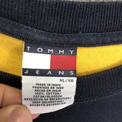Tommy Jeans Shirt Mens Extra Large Yellow Navy Colorblock Logo Cotton
