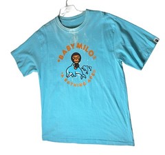 VTG A Bathing Ape Miami Baby Milo Dolphin Single Stitch T-shirt Size L Blue READ