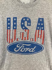 USA Ford T-Shirt Adult Large Gray Short Sleeve Patriotic Cars America Tee Luv