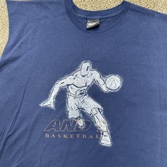 Vintage AND1 Basketball Muscle Shirt Size XXL Sleeveless Navy Blue Made In USA