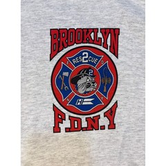 Hanes Heavyweight Mens Brooklyn FDNY Rescue 2 Graphic T-Shirt Ash Gray Large