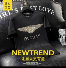 New Fashion Abstract Pattern Rhinestones Summer Short Sleeve Luxury Men T-Shirt