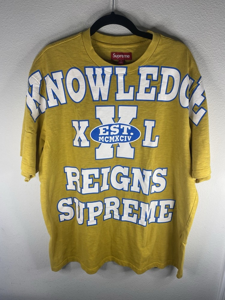Supreme Overprint T Shirt Knowledge Reigns Supreme Slub Top Tee XL SS24 Gold