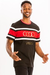 Men’s Regular Fit Short Sleeve Tshirt Gold Print Summer ColorBlock Tee