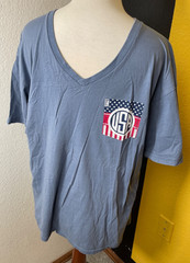 Royce Brand Unisex Shirt Large USA V neck Gray Cotton Stretch Graphic Easy Care