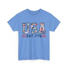 Floral Pattern Patriotic USA Shirt – 4th of July Graphic Tee Women Vintage