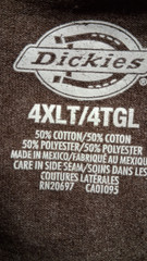 Dickies Brown Tee Long Sleeves Round Neck Pocket Big and Tall Men 4XLT