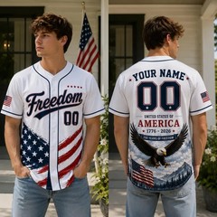 Custom Name Number Freedom USA 250 Years Baseball Jersey Patriotic 1776-2026