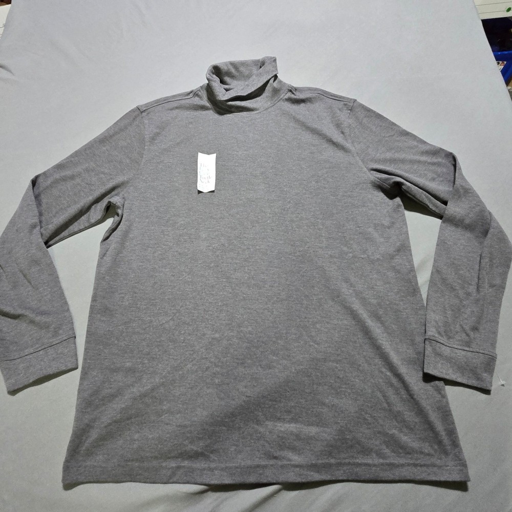 new Croft & Barrow Turtleneck Mens Large Gray Easy Care Extra Soft