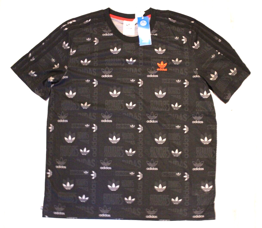 NEW MENS ADIDAS ORIGINALS 3 STRIPES ALLOVER TREFOIL TEE SHIRT ~LARGE HM6220 RARE