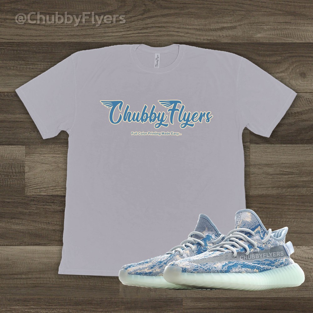 ChubbyFlyers Gray / Grey Shirt – Frost Blue LOGO w/ Beige Trim