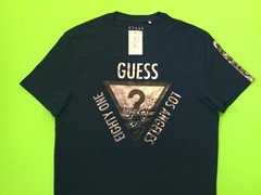GUESS Los Angeles Men’s Short Sleeve T-Shirt Size LARGE Blue w/Dark Silver NEW