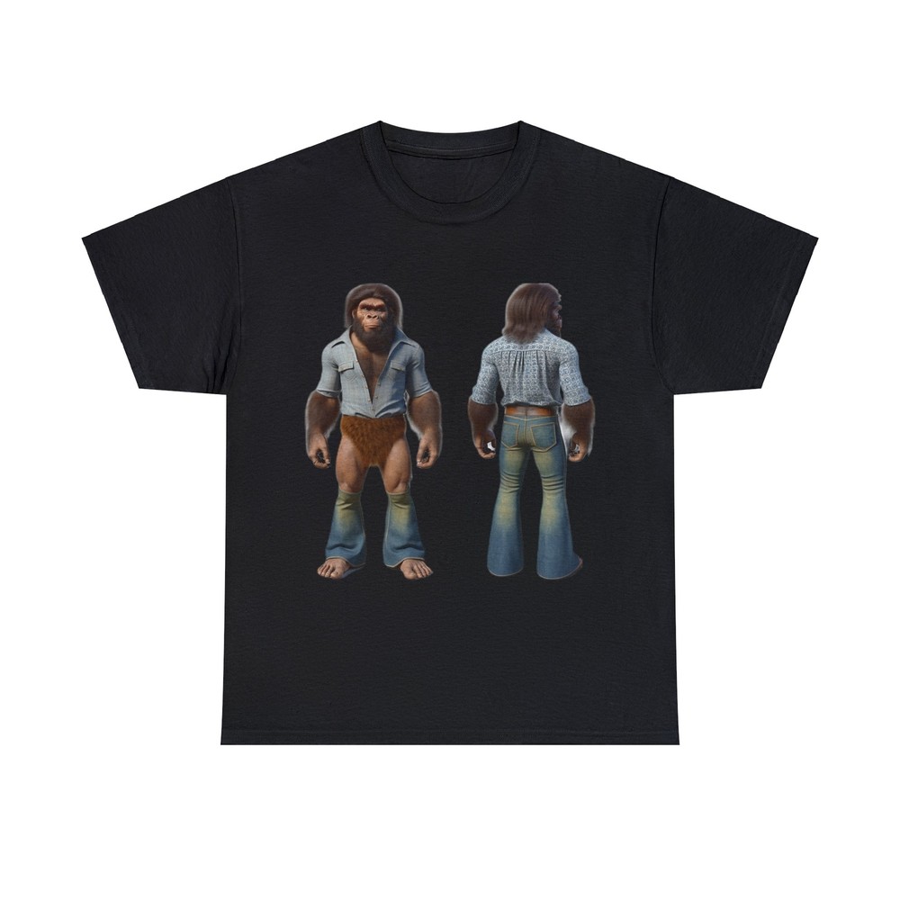 Unisex Adult T Shirt caveman platform shoes fitted button-up funny Neanderthal