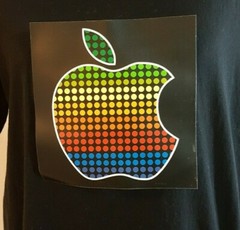 Sound Activated Light Up Apple T-Shirt Black Size L FLASHING MUSIC WEAR