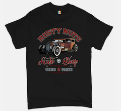Rusty Nuts Auto Shop T-shirt Hot Rod Rat Rod Vintage Old School Men’s Tee NEW