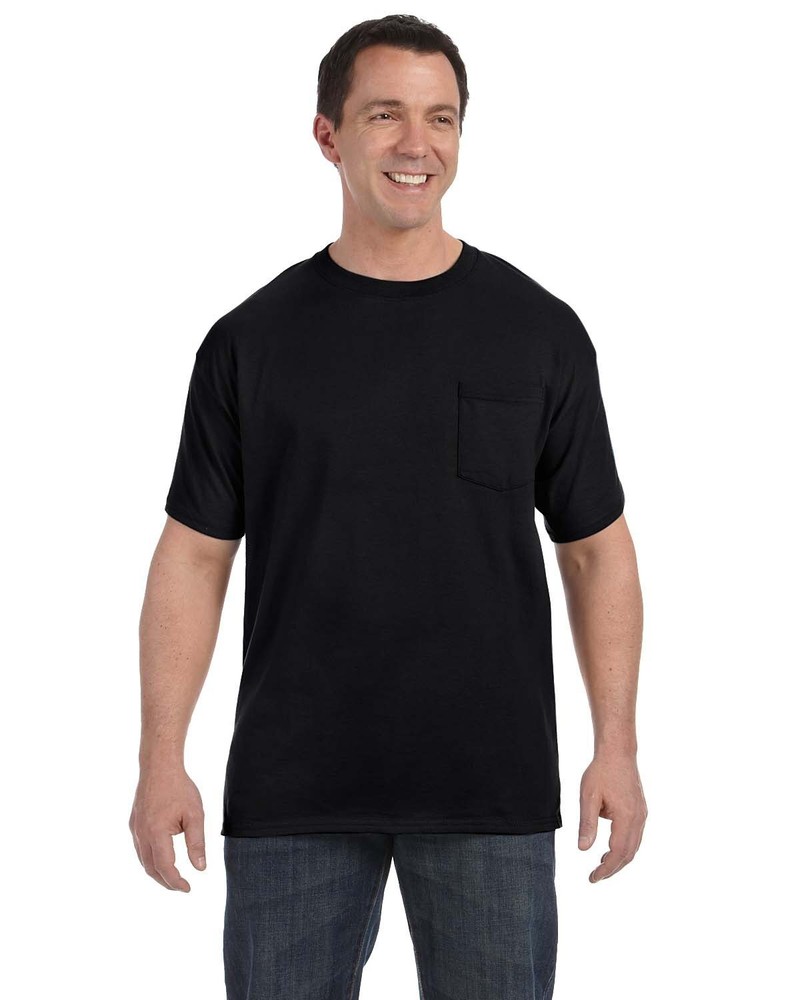 5 PACK OF Hanes Men 6.1 oz Preshrunk Cotton Short Sleeves Pocket T-Shirt – H5590