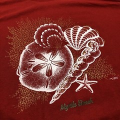 Vintage 80s 90s Myrtle Beach Tourist Tee Seashells size XL Red T Shirt USA Made