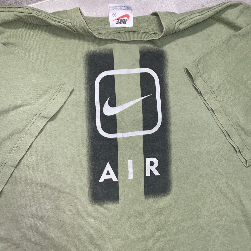 Vintage Nike Shirt White Tag USA Mens XL Green Nike Air Swoosh Check 90s-Flaws