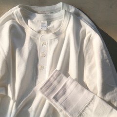 Henry Collar Long Sleeved T Shirt Japanese Cotton Long Sleeved Base Shirt Men