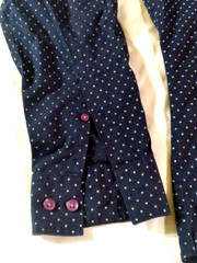 Pierre Cardin Slim Fit Shirt Dk Blue w/White Polka Dots, Men’s Size M=15-15 1/2