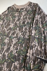 Vtg LG Long Sleeve Mossy Oak Pocket Shirt Green Leaf Foliage USA Made See Pics