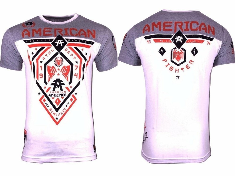 AMERICAN FIGHTER Men’s T-Shirt FAIRBANKS 50/50 FOOTBALL Athletic Biker MMA S-5XL