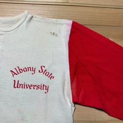Vintage 80s Albany State University Collegiate Henley Raglan T-Shirt USA Medium