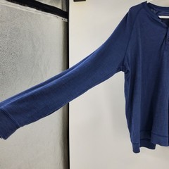 Vince Mens Blue Long Sleeve Cotton Slub Henley Shirt XL Casual Everyday