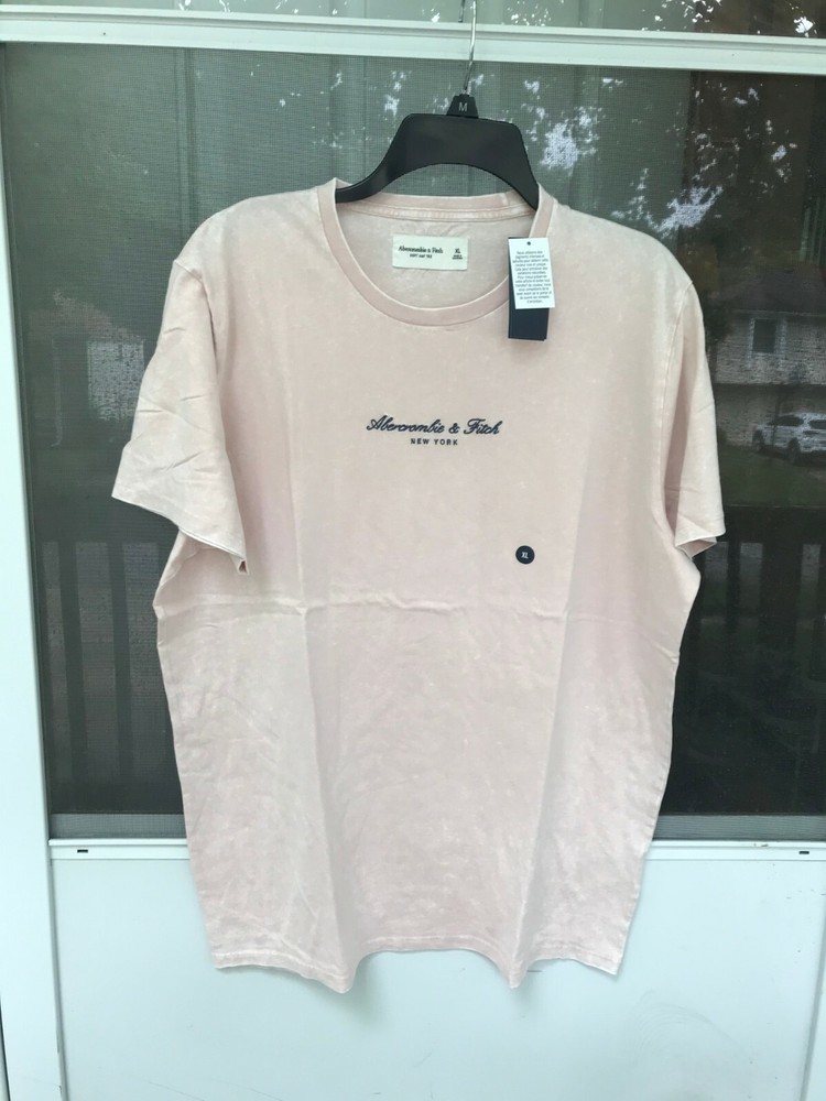 $29 abercrombie fitch Graphic Logo Tee Light Pink Dye Effect SIZE XL