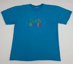Vintage 90s Waikiki Beach Hawaii Rainbow Embroidered T Shirt Vtg Multicolor Used