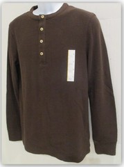 Long Sleeve Textured 4 Button HENLEY Shirts Goodfellow Tan / Brown / Green