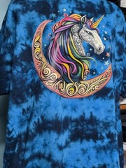 Fantasy Celtic Moon Unicorn Colortone Crystal Wash Blue XL New!