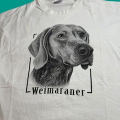 Vintage Y2K Weimaraner Dog Animal Pet Art White T Shirt Mens Large Cotton