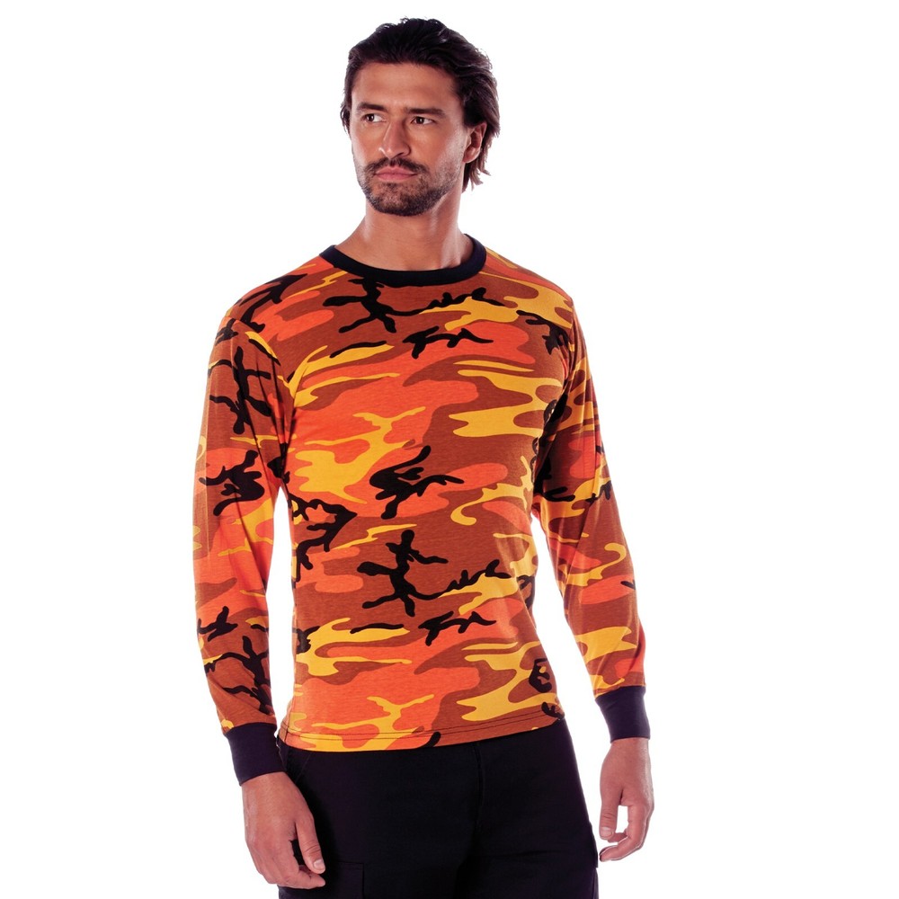 Men’s Long Sleeve Orange Camo T-Shirt – Rothco Savage Orange Camouflage L/S Tee