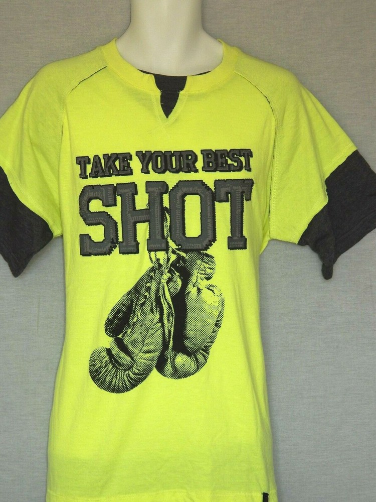 Everlast Twofer T-Shirt Men’s Large Neon Yellow Black NEW Boxing Gloves