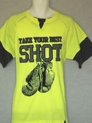 Everlast Twofer T-Shirt Men’s Large Neon Yellow Black NEW Boxing Gloves