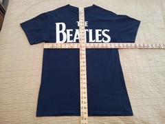 The Beatles T Shirt M Medium Logo John Paul George Ringo Apple Dark Blue INV375