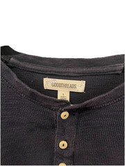 Mens Goodthreads Large Henley Long-Sleeve Navy Shirt