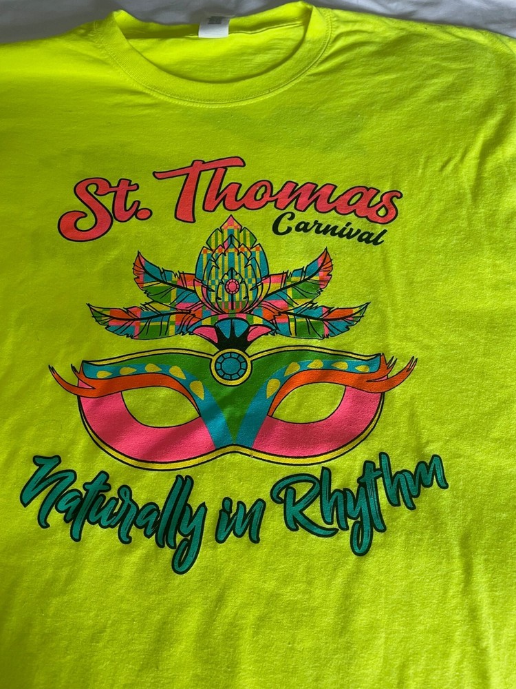 St Thomas Virgin Island Carnival Neon Yellow Short Sleeve T-Shirt 3XL