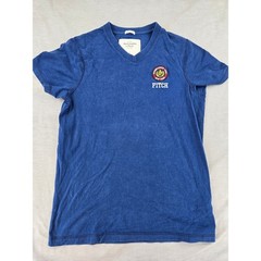 Abercrombie & Fitch Mens Muscle Fit V-Neck T-Shirt Navy Blue Crest Logo Large