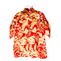 Men’s Pierre Cardin Hawaiian Shirt XXL Red Tropical Floral Button Up Aloha