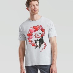 Cat Hearts Lovers Animals Cats Mens T-Shirt Womens Tee Graphic Tee