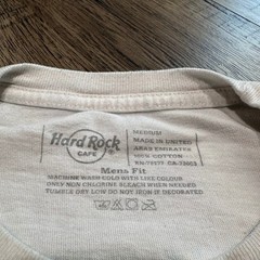 Hard Rock Cafe T Shirt Mens Medium Dubai Tan Graphic Back Print Short Sleeve