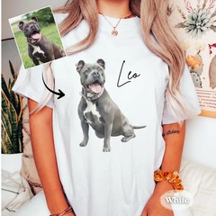 Custom Pet Portrait Watercolor Comfort Tee Personalized Dog Cat Shirt