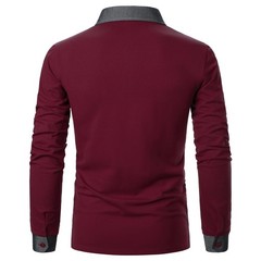 Polo shirt men’s long sleeve polo shirts cotton color sewing pocket TShirt slim…