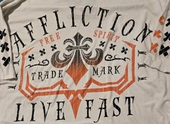 Affliction Men’s 2XL Live Fast Graphic Print Cotton T-Shirt SS Crew White