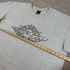 Vintage 2001 NIKE AIR JORDAN 1 WINGS CO.JP JAPAN METALLIC SILVER GRAY T SHIRT L