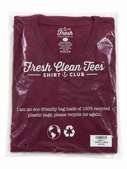Fresh Clean Tees Mens Large V-Neck Garnet Red Soft Stretch Shirt Casual
