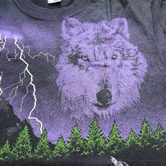Vintage 90s Wolf T Shirt Mens L Single Stitch Made In USA Fruit Of Loom