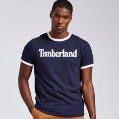 NWT Timberland Men’s Organic Cotton Crackle Linear Logo Short Sleeve T-Shirt Tee
